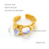 Image of Retro Titanium Steel Moonstone Ring Hip Hop Irregular Geometry Shopping