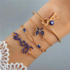 Image of 4pcs Blue Flower Love Butterfly Bracelet Set With Rhinestones Design Valentines Day Shopping