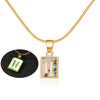 Image of 26 Letter Square Necklace Colorful Shell Luminous Pendant Chain Necklace For Women Temperament Ladies Jewelry Shopping