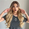 Image of 26 Inch Long Ash Blonde Wig With Bangs Natural Wavy Hair - Perfect For Daily Wear And Middle Part Style Shopping