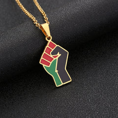 African Fist Symbol Titanium Steel Pendant Necklace