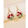 Image of Drop-shaped Epoxy Leaf-shaped Flowers Earrings Shopping