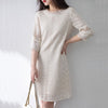 Image of Loose Temperament Hollow-out Three-quarter Sleeve Straight Skirt Shopping