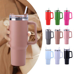 40oz Straw Coffee Insulation Cup With Handle Portable Car Stainless Steel Water Bottle LargeCapacity Travel BPA Free Thermal Mug Shopping