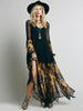 Image of European And American Low V-neck Pleated Chiffon Dress Irregular Hem Shopping