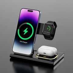 3 IN 1 15W Wireless Charging Charger Magnetic Desktop Night Light Iwatch Fast Charging Stand Gift Customization Shopping