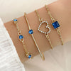 Image of Light Luxury Square  Gem Bracelet Female Fully Jeweled Loving Heart Peach Heart Shopping