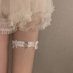 Women's Punk Style Lace Bow Love Bell Leg Ring