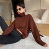 Image of Wool Cashmere High Collar Large Knitted Undercoat Sweater Girl Shopping