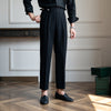 Image of Casual Straight Men's Fashion Seersucker High Waist Pants Shopping