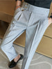 Image of Mid-High Waist Casual Suit Pants Slim Fit Straight-leg Edged Italian Men Shopping