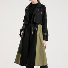 Women's New Retro Color Matching British Style Trench Coat Shopping