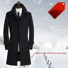 Wool Men's Mid-length Korean Version Slim-fit British Style Business Windbreaker Coat Shopping