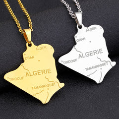 Stainless Steel Algeria Map Pendant Ethnic Style Couple Trend Ornament Shopping