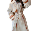 Image of Women's Mid-length Large Lapel Colorblock Woolen Coat Shopping