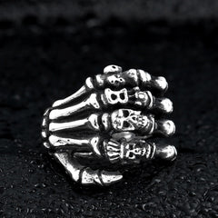 Beier Personality Creative Punk Hand Bone Titanium Steel Ring Shopping