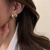 Image of Simple Metal Special-interest Design Three-dimensional Heart-shaped Earrings Shopping