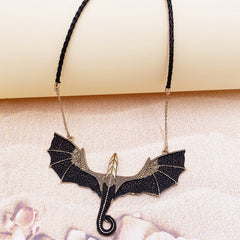 Fashion Rock Pterosaur Ancient Gold Alloy Pendant Halloween Leather Rope Bat Necklace Shopping