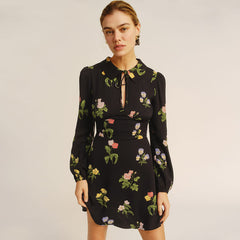 Image of French Vintage Print Long Sleeve Dress