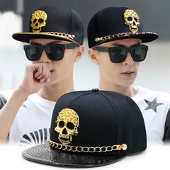 Skull Rivet Hip Hop Baseball Cap Hip Hop Flat-brimmed Cap Shopping