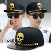 Image of Skull Rivet Hip Hop Baseball Cap Hip Hop Flat-brimmed Cap Shopping