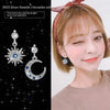 Image of Silver Stud Rhinestone-encrusted Asymmetric Star And Moon Stud Earring Fashion Simple Shopping