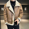 Image of Fur Integrated Motorcycle Jacket Men's Fleece-lined Thickened Leather Jacket Shopping