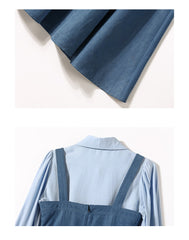 Two-piece Preppy Long-sleeved Shirt Suspender Skirt