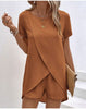 Image of Solid Color Women's Suit Irregular Top Shorts Shopping