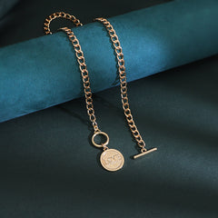 European And American High-grade Retro U-shaped Double-layer Metal Chain Tag Necklace