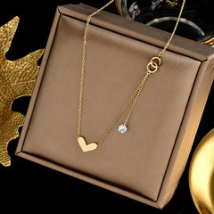 Non-fading Heart Clavicle Chain Simple Zircon Tassel Necklace