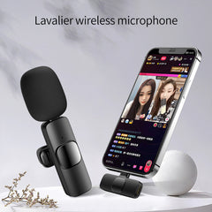 Wireless Lavalier Microphone Portable Audio Video Recording Mini Mic For I Phone Android Long Battery Life Live Broadcast Gaming Shopping