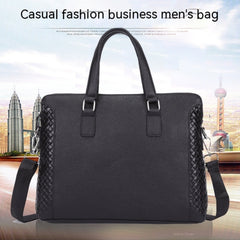 Men's Briefcase Genuine Leather 14-inch Laptop Bag Horizontal Cowhide Business Office Bag Shopping