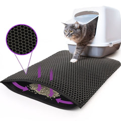 Kitty Cat Litter Mat Trapping Honeycomb Double Layer Design Waterproof Double Layer EVA Cat Litter Pad Waterproof Non-slip Sand Basin Filter Kitten Dog Washable Mattress Shopping