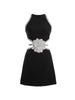 Image of Summer Fashion Round Neck Sleeveless Hollow-out Midriff Rhinestone Flower Dress Shopping