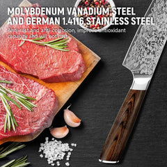 Japanese Vanadium Steel Chef Knife, 7.8 INCH Sharp Kitchen Knives With Laser Pattern And Rosewood Handle Shopping