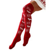 Image of Women Long Socks Christmas Women Knitted Cotton Woolen Stocking Warm Thigh High Over The Knee Cute Deer Printing Socks Twist Cable Crochet Shopping