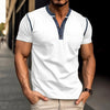 Image of Fashion Short-sleeved Polo Shirt Summer Button V-neck T-shirt Tops Mens Clothing Shopping