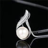 Image of Women's Pearl Pendant Necklace S925 Sterling Silver Young Girl Style Shopping