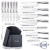 Image of Kitchen Knife Set, 15 Piece Knife Sets with Block, Chef Knives with Non-Slip German Stainless Steel Hollow Handle Cutlery Set with Multifunctional Scissors Knife Sharpener  Amazon Platform Banned Shopping