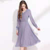 Image of Dark Purple Long-sleeved Chiffon Dress Shopping