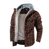 Image of Men Warm Jacket Fleece Lining Lumberjack Plaid Hooded Jackets Snap Button Shopping