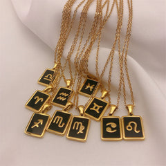 Square Plate Twelve Constellation Rune Necklace Shopping