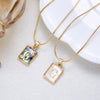 Image of 26 Letter Square Necklace Colorful Shell Luminous Pendant Chain Necklace For Women Temperament Ladies Jewelry Shopping