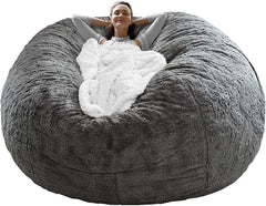 Bag Chair Coverit Was Only A Cover, Not A Full Bean BagChair Cushion, Big Round Soft Fluffy PV Velvet Sofa Bed Cover,  Living Room Furniture,  Lazy Sofa Bed Cover,6ft Dark Grey Shopping