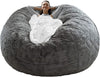 Image of Bag Chair Coverit Was Only A Cover, Not A Full Bean BagChair Cushion, Big Round Soft Fluffy PV Velvet Sofa Bed Cover,  Living Room Furniture,  Lazy Sofa Bed Cover,6ft Dark Grey Shopping