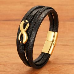 Digital 8 Multi-layer Leather Bracelet Men's Bracelet Leather Rope Shopping