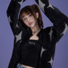 Image of Milk Cool Silver And Black Star Mink Velvet Sling Jacket Shopping