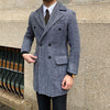 Image of Daily Double Row Mid-length Tweed Coat Men Shopping