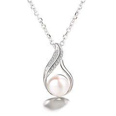 Women's Pearl Pendant Necklace S925 Sterling Silver Young Girl Style